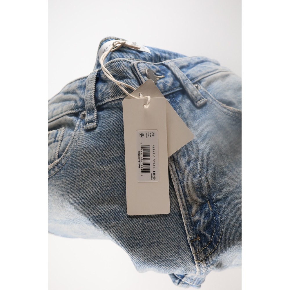 Altar'd State Wide Leg Jeans 6 Light Wash Denim Casual High Rise - Picture 6 of 7